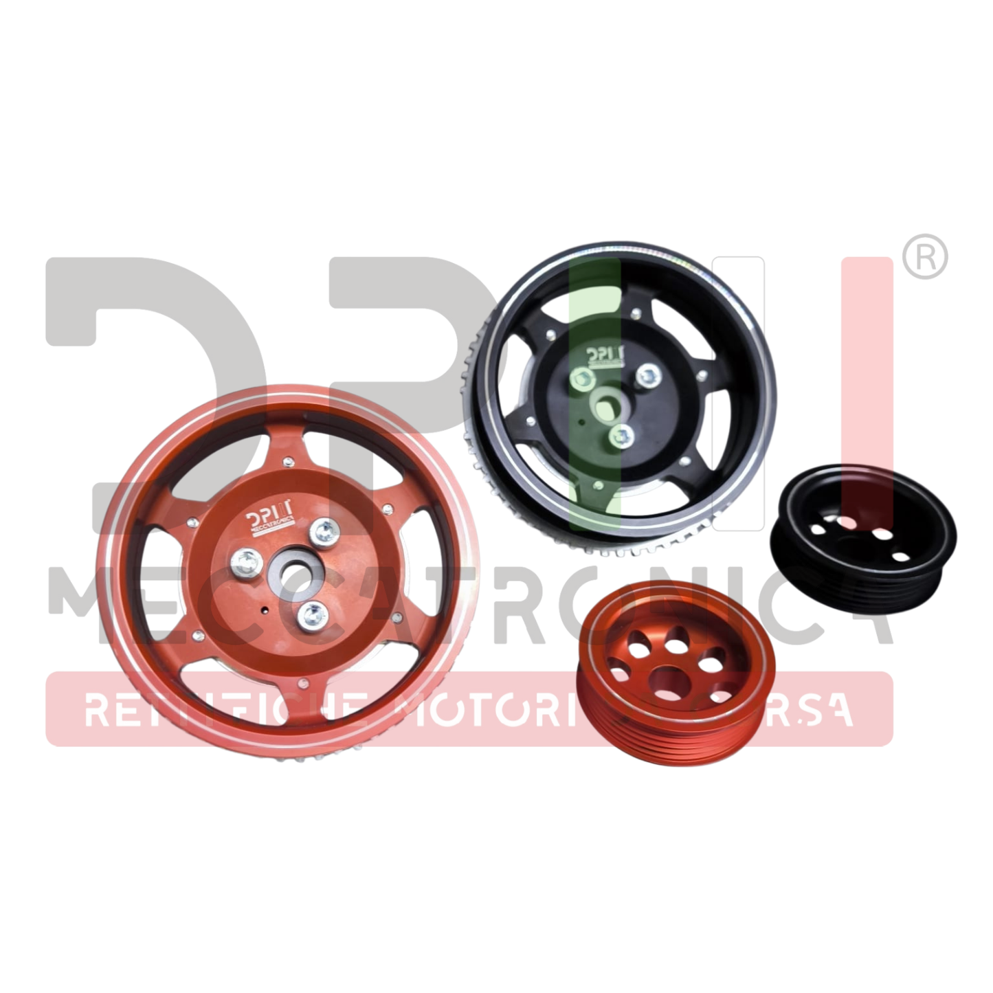 Kit Pulegge Over 400 CV Abarth 1.4 T-Jet | Ergal Anodizzato | 500 595 695 | Albero Motore e Alternatore