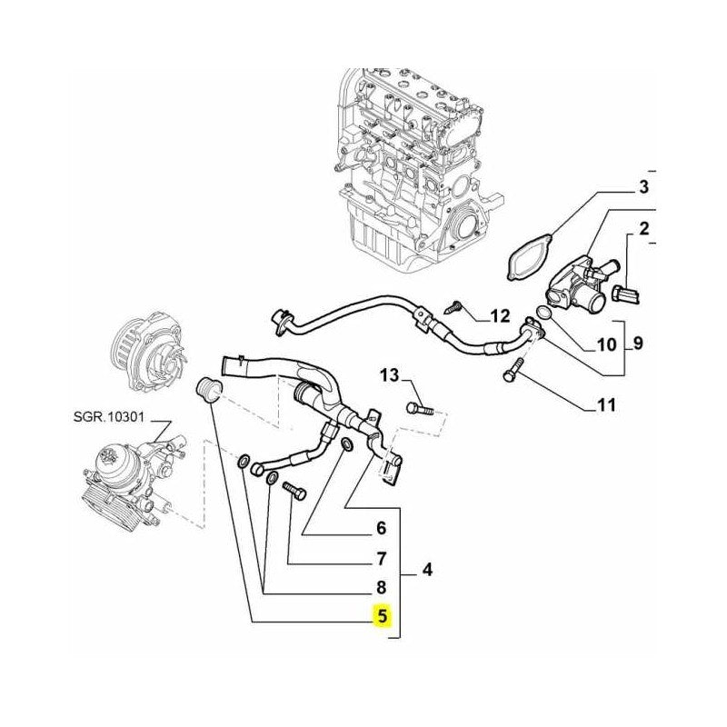 GUARNIZIONE TUBAZIONE POMPA ACQUA FIAT-ALFA-LANCIA NUOVA ORIGINALE