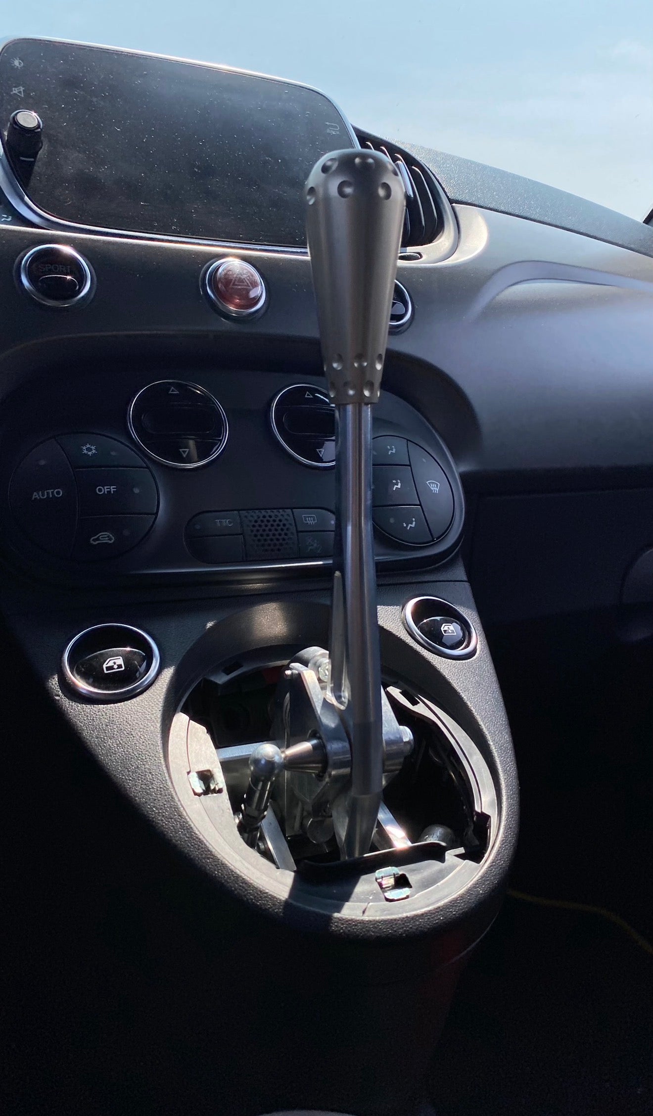 KIT TORRETTA CAMBIO REGOLABILE DNA RACING ANODIZZATA (NERA/ALLUMINIO) POMELLO 695 STYLE 500 ABARTH