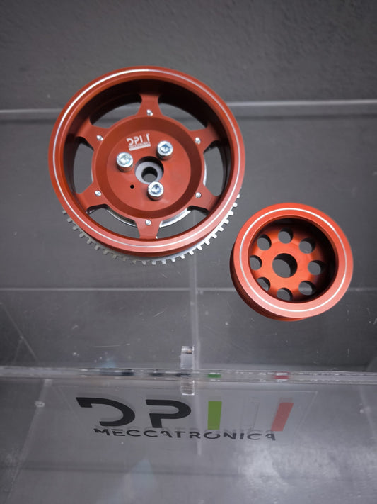 KIT PULEGGE 500 ABARTH 1.4 TJET T-JET 500 595 695 GRANDE PUNTO MITO IN ALLUMINIO ERGAL ANOTIZZATE ALBERO MOTORE E ALTERNATORE