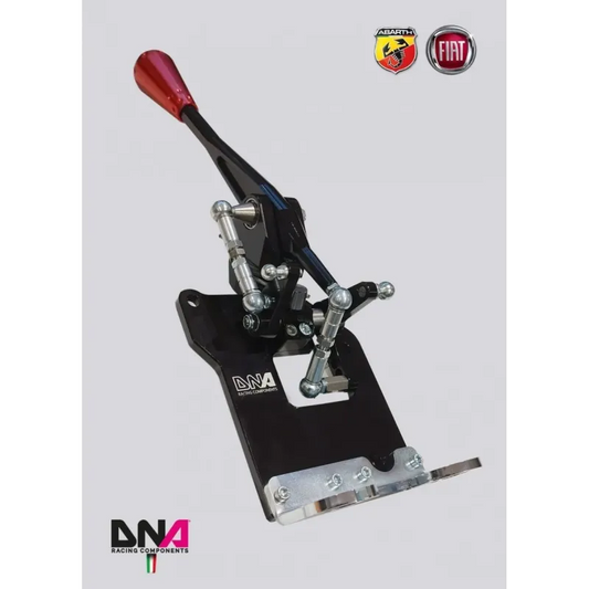KIT TORRETTA CAMBIO REGOLABILE DNA RACING ANODIZZATA (NERA/ALLUMINIO) POMELLO 695 STYLE 500 ABARTH